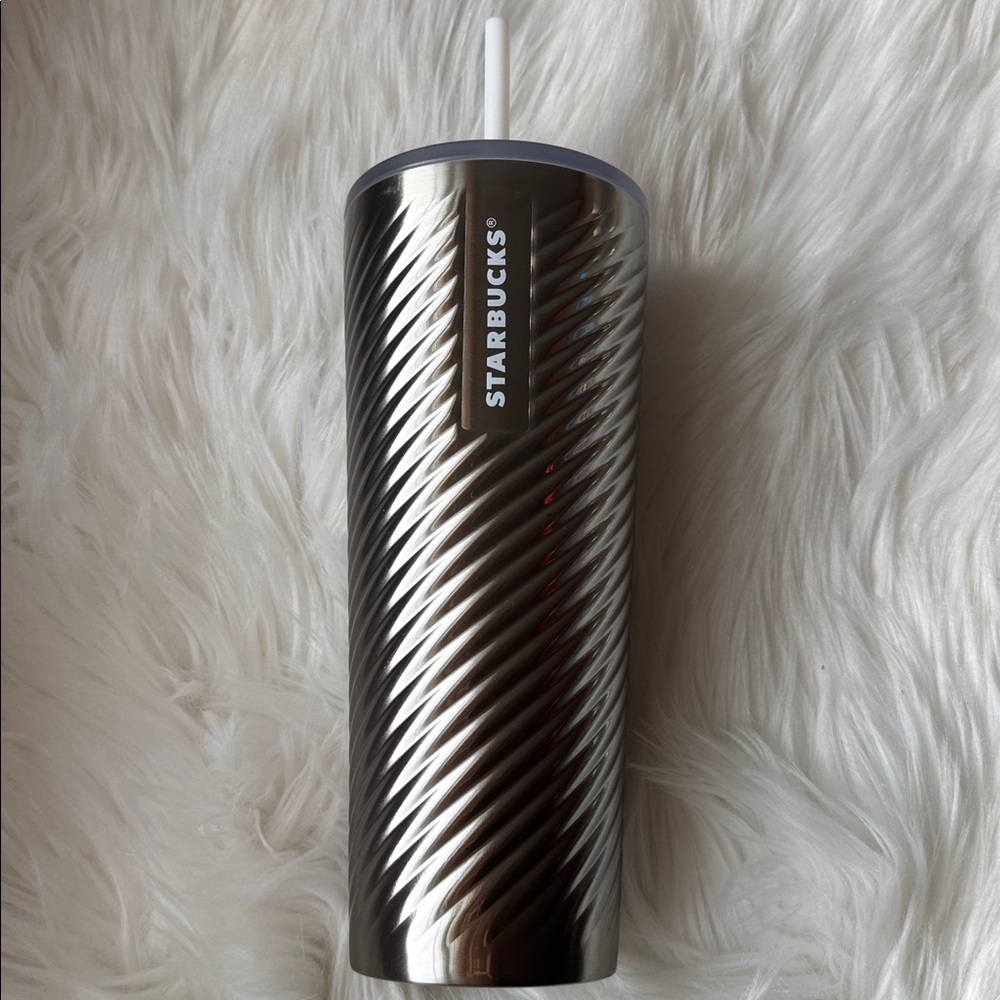 NEW Starbucks 2022 Christmas Silver Swirl Venti Stainless Steel Tumble